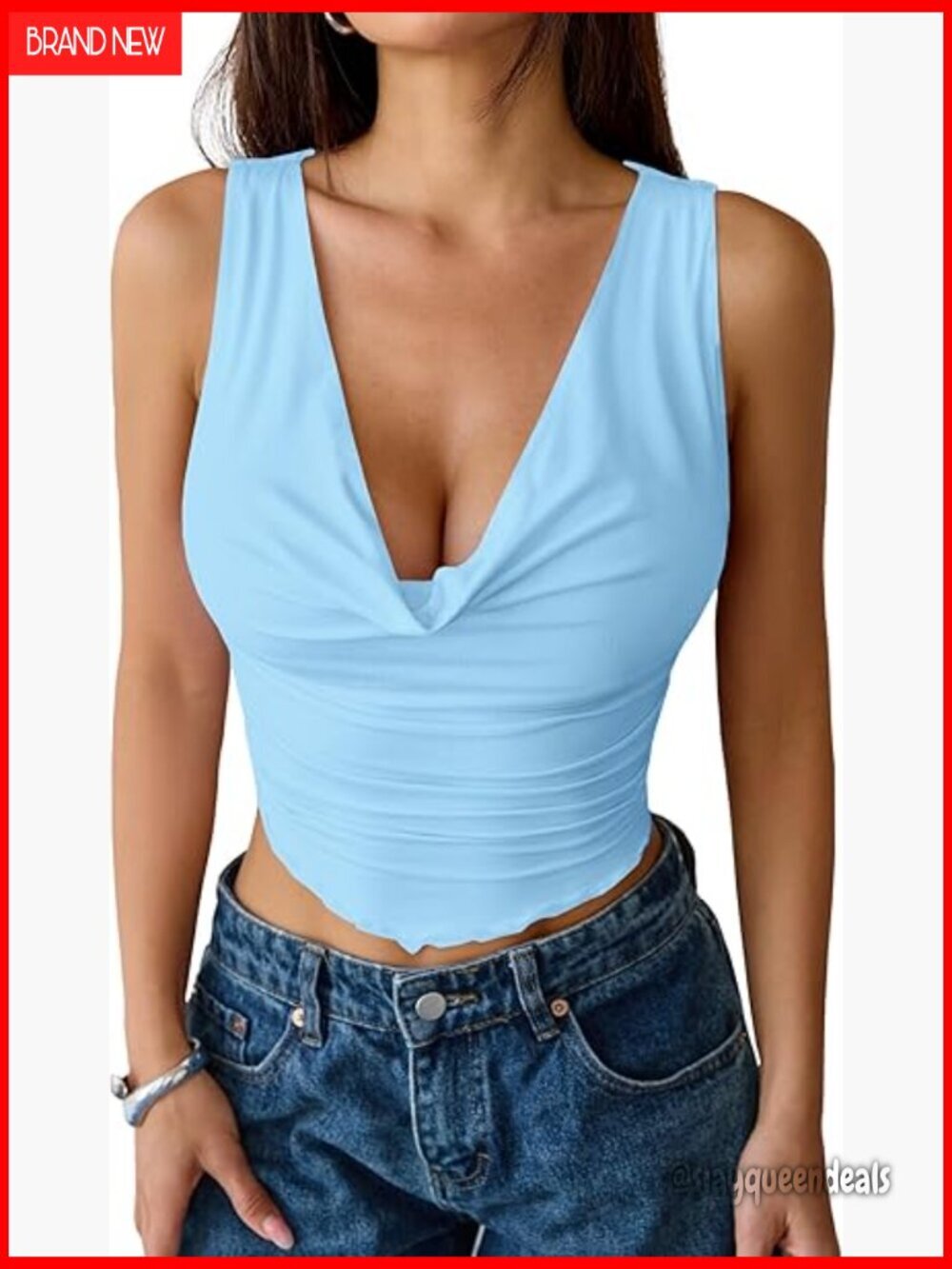 Slim Fit Crop Tank Top with Ruched Detail and Asymmetrical Hem